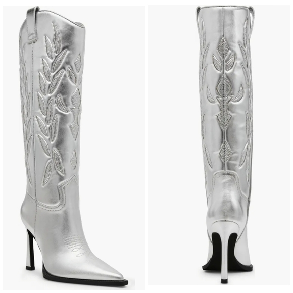 Steve Madden Shoes - 🤍🔹️Steve Madden🔹️ Kinzee Rhinestone Stiletto Western Tall Dress Silver Boot